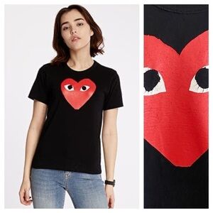 Comme des Garcons PLAY Black Tee with Red Heart Logo